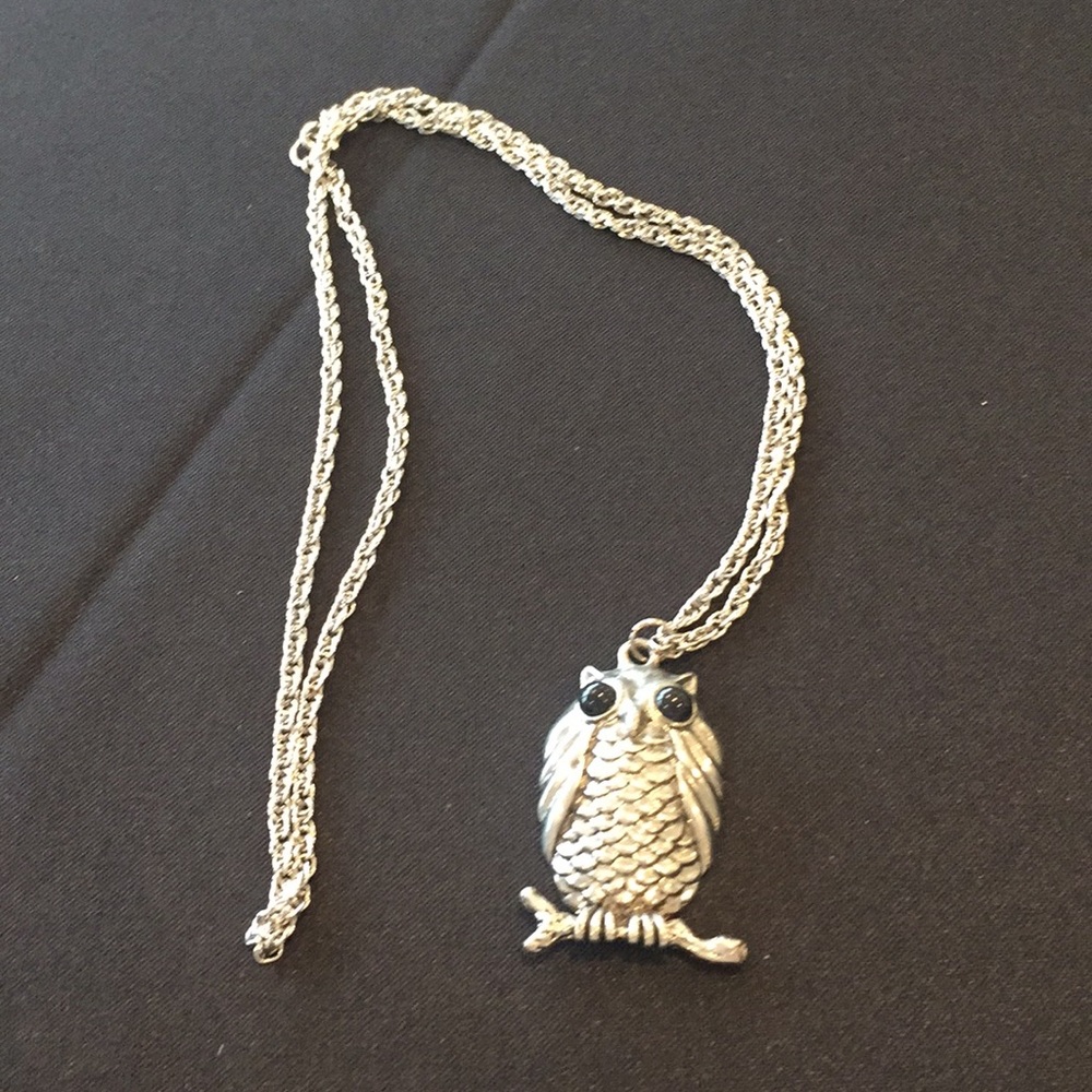 Silver Owl 🦉 Necklace w/ black detail